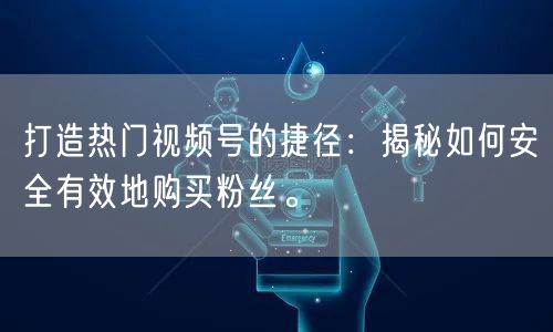 打造热门视频号的捷径：揭秘如何安全有效地购买粉丝。