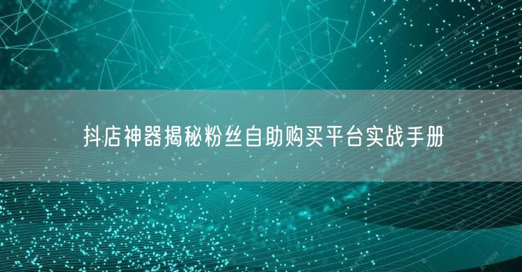 抖店神器揭秘粉丝自助购买平台实战手册