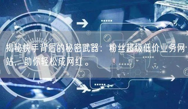 揭秘快手背后的秘密武器：粉丝超级低价业务网站，助你轻松成网红。