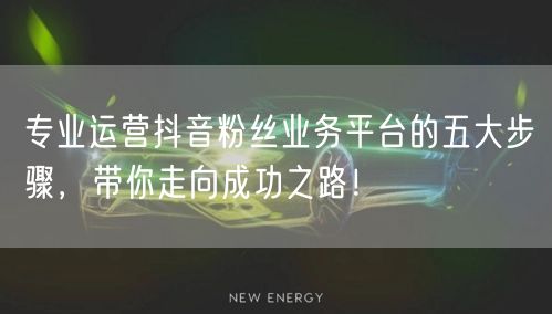 专业运营抖音粉丝业务平台的五大步骤，带你走向成功之路！