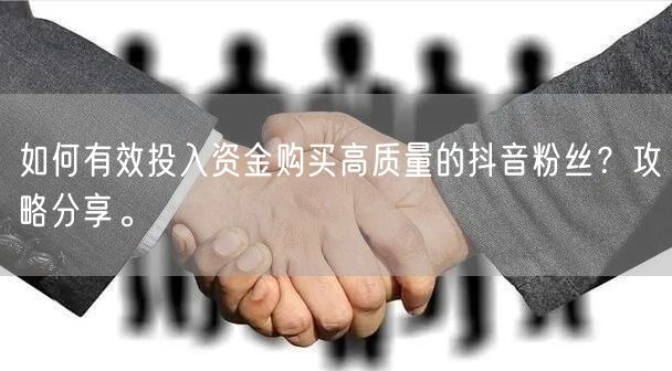 如何有效投入资金购买高质量的抖音粉丝？攻略分享。