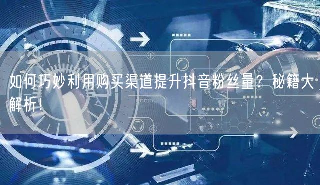 如何巧妙利用购买渠道提升抖音粉丝量？秘籍大解析！