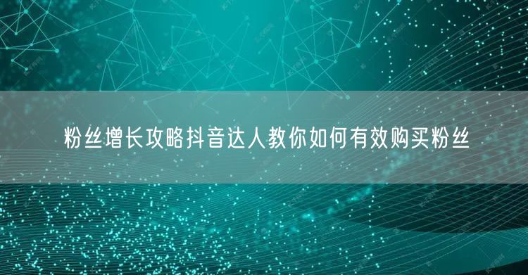 粉丝增长攻略抖音达人教你如何有效购买粉丝
