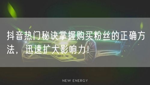 抖音热门秘诀掌握购买粉丝的正确方法，迅速扩大影响力！
